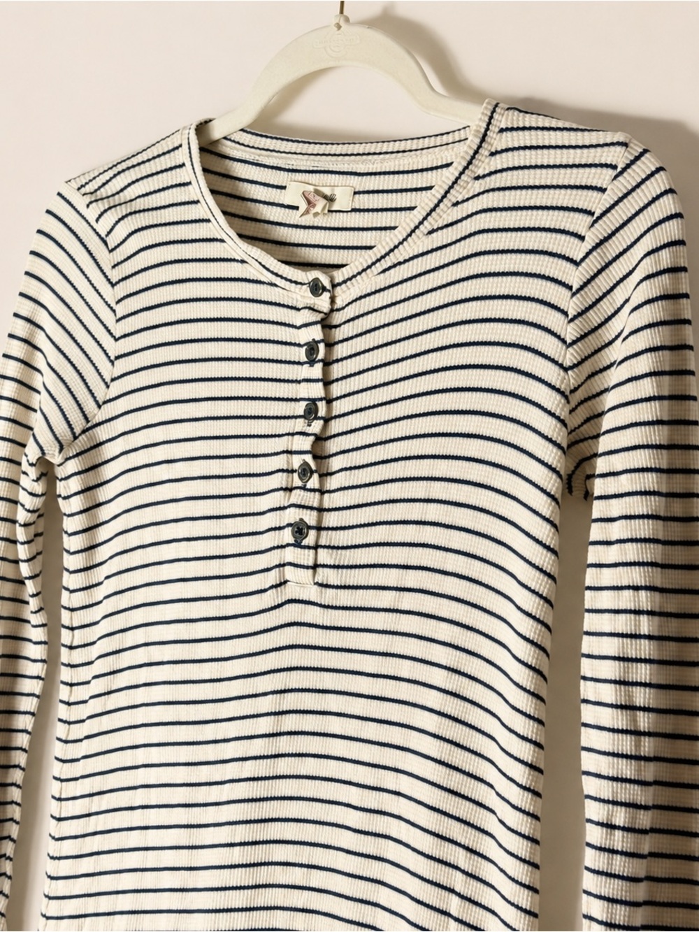 Madewell Stripe Waffle Knit Henley Tunic Sweater Dress XS - Picture 3 of 9